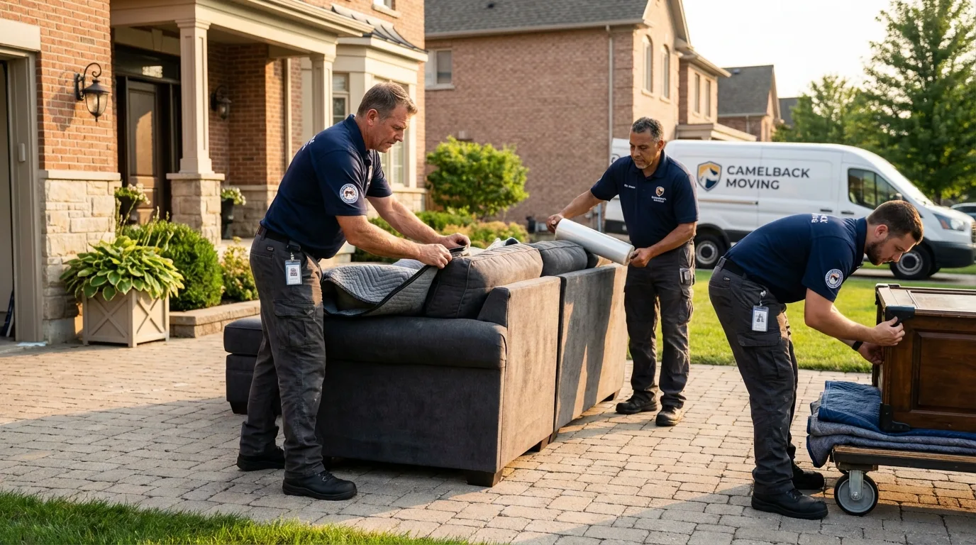 Large estate moving crew wrapping furniture in Terrell, TX